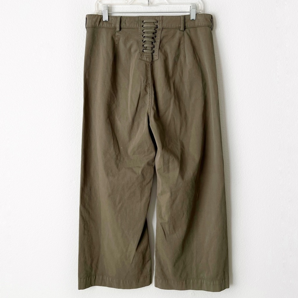 A.L.C. FINLEY WIDE LEG LACE UP BACK PALAZZO PANT OLIVE GREEN CROPPED PAN… - Picture 7 of 16